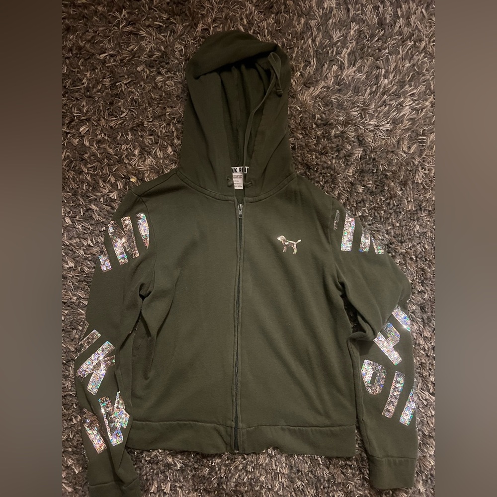 Pink Victoria Secret Zip Up Hoodie Size Medium